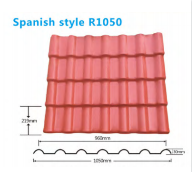 Telha de PVC padrão vermelho tijolo villa